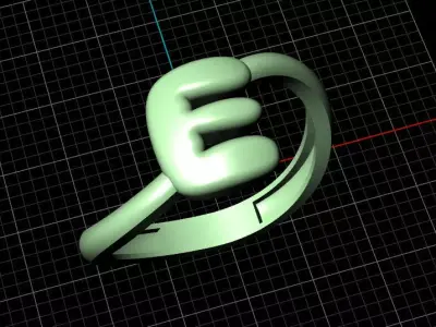 E alphabet bypass shell hallow ring 3D print model