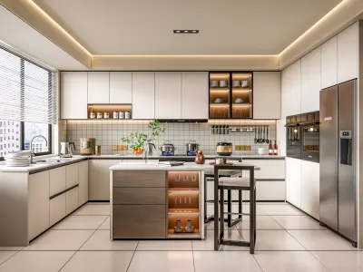 Kitchen fully parametric Resizable manufacturable 0059 3D model