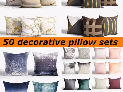 50 Decorative pillows sets  Low-poly 3D model