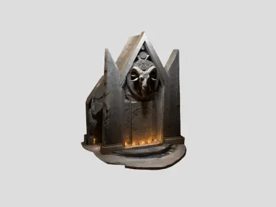 Medieval Modular Wall Altar Stone Low-poly 3D model