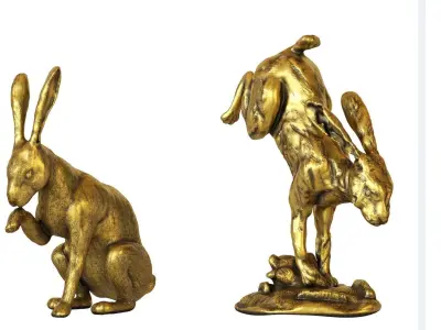 Hares Figurine Set Two 3D model