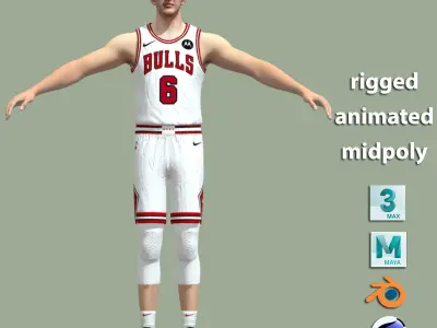 T-Pose rigged Alex Caruso Chicago Bulls 3D model
