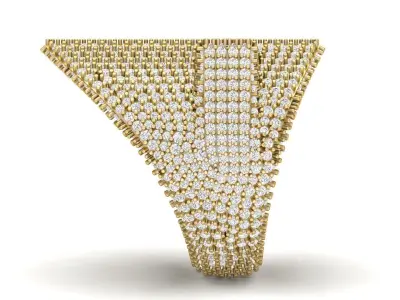 Diamond Cross Signet Ring  3D print model