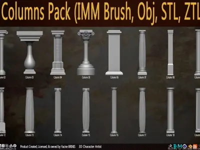 20 Columns Pack Vol 01 Low-poly 3D model
