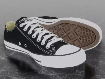 CONVERSE 3D SHOES - BLACK LOW Low-poly 3D model