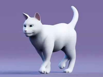 Low poly - Stylized cats - Khao Manee Cat Low-poly 3D model