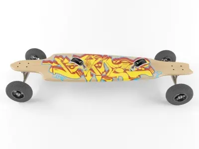Mountain Longboard and Custom Skateboard Ultra Realistic 3D model