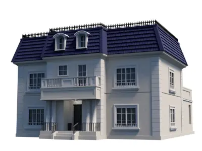 Mansion house with roof 3D model