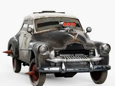 Post-apocalypse car collection with gunholder on it da1 3D Model Pack