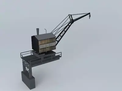 Steam-Powered Riverboat Harbor Crane Low-poly 3D model