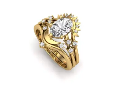 Moon and Sun Ring jewelry 3D print model