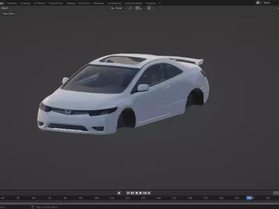 2007 Honda Civic SI Coupe Low-poly 3D model