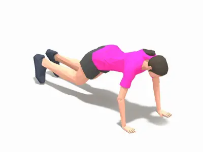 Plank Ins Exercise Woman Animation Low-poly 3D model