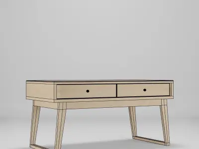 Wood Table with drawers Low-poly 3D model