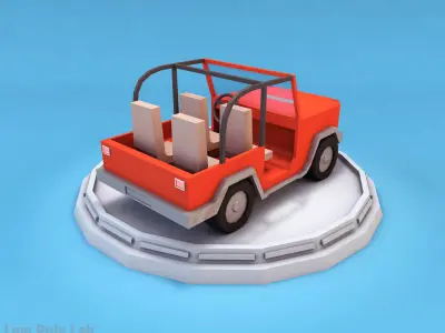 Cartoon Car Jeep Low-poly 3D model