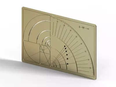 Golden Ratio ruler Fibonacci 3D print model