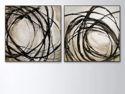 Plaster two square photo frames 37 Low-poly 3D model