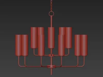 Hudson modern chandelier with glass shades 3D model