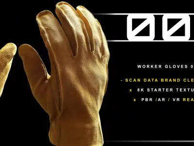 Worker Gloves 001 Low-poly 3D model