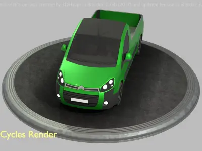 City Car 52 Utility Vehicles Van Pickup 1500 Type-D Green Low-poly 3D model