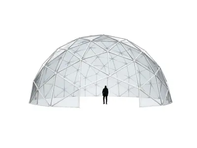 Geodesic Dome with Door Opening and Glass Panels v1 3D model
