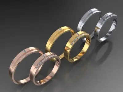 Simple Diamond Wedding Ring 3D print model  3D print model