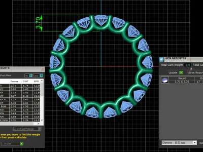 U Shaped Eternity Ring 3 point 7 mm stone size swiss 10 and EU50 3D print model
