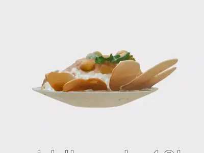 Curry Platter with Rice and Papadums model pack Low-poly 3D model