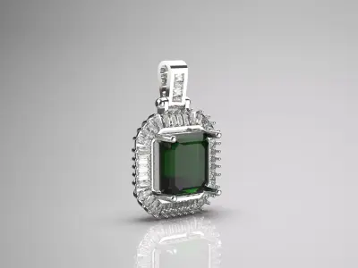 Luxury emerald and diamond jewelry stl pendant model jp0091 3D print model