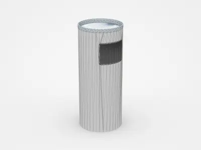 White Round Trash Bin With Light Blue Top 3D model