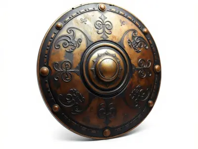 Antique Decorative Shield Bronze Engravings model pack Low-poly 3D model