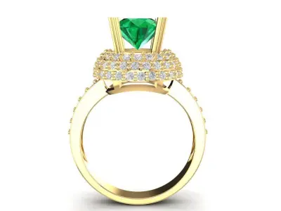 Luxury Emerald Diamond Halo Ring for Women 1773 3D print model
