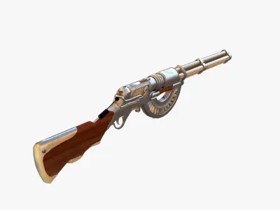 Rifle steamPunk game ready Low-poly 3D model