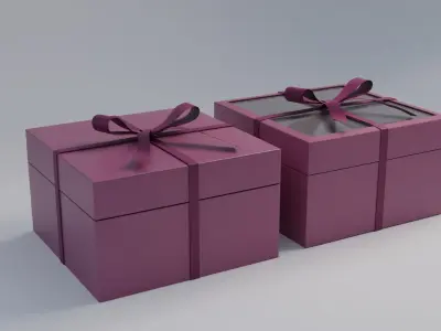 Gift Box Square shape with Ribbon Low-poly 3D model