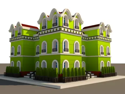 Cartoon Neoclassical Residential Building 3D model