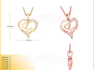 light weight yellow gold  diamond pendent -DOC-P8067 3D print model