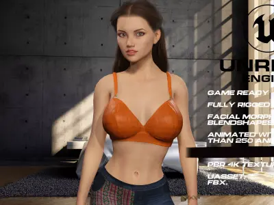 Fashion girl full rigged - game ready - animated Low-poly 3D model