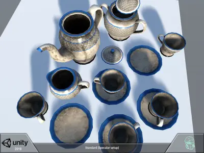 Tea coffee set Low-poly 3D model