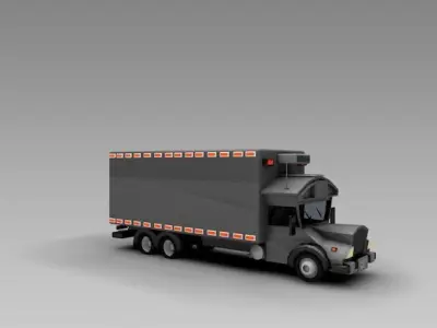 Low Poly Truck Refrigerator Low-poly 3D model