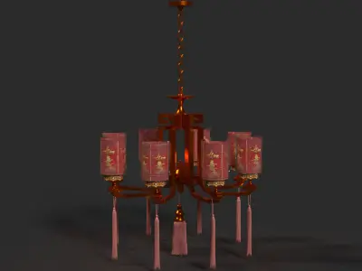 Chinese palace lantern  Low-poly 3D model