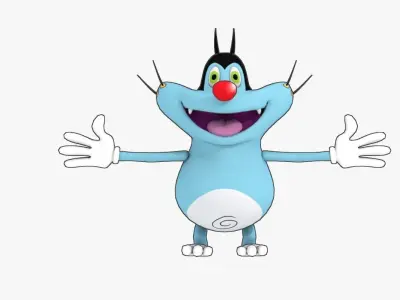 Oggy Low poly cartoon character with eyes and hair Low-poly 3D model