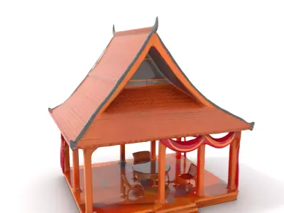 Elegant Thai Pavilion model pack Low-poly 3D model