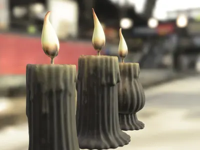 Haunted Halloween Candles Low-poly 3D model