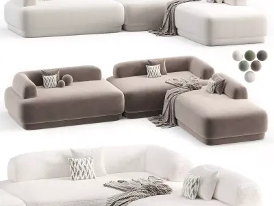 bumper sectional sofa Low-poly 3D model
