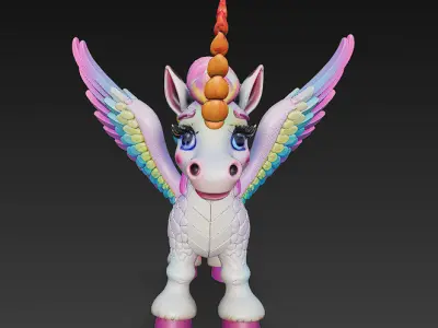 Unicorn Realistic 3D Model Basic - Low Poly Realistic Low-poly 3D model