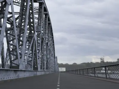 Multi-span Rail cum Road Bridge 3D model