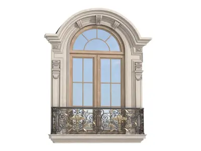 Classical Forged Fence Arc Frame Window 3D model