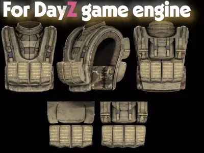 Military stalker like vest for Dayz engine Low-poly 3D model