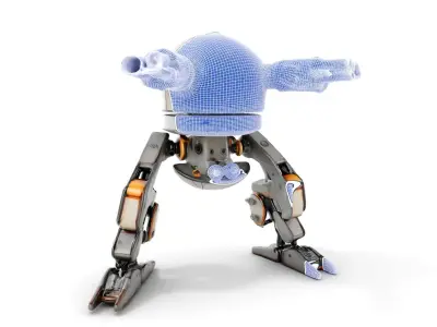 Futuristic Combat Robot model pack with multiple LODs Low-poly 3D model