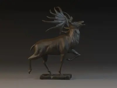 animal deer sculpture antlers art sculptures 3D model